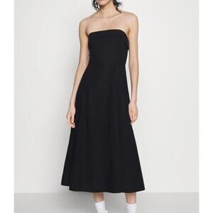 Abercrombie & Fitch Black Strapless Midi Dress